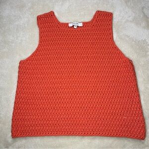 Joie Boho Hendae Sleeveless Crochet Orange Top Cozy Size Large Boxy Lagenlook